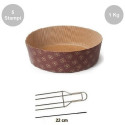 Kit Panettone Basso 1Kg: 5 Stampi in Carta Professionale + Spillone Raffreddamento DECORA Inox 4 punte 22 cm