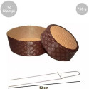 Kit Panettone Basso 750g: 5 Stampi in Carta Professionale + Spillone Raffreddamento DECORA Inox 52 cm