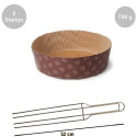 Kit Panettone Basso 750g: 5 Stampi in Carta Professionale + Spillone Raffreddamento DECORA Inox 4 punte 52 cm