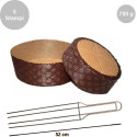 Kit Panettone Basso 750g: 5 Stampi in Carta Professionale + Spillone Raffreddamento DECORA Inox 4 punte 52 cm