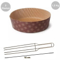 Kit Panettone Basso 1,5Kg: 2 Stampi in Carta Professionale + Spillone Raffreddamento DECORA Inox 4 punte 52 cm