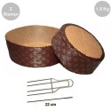 Kit Panettone Basso 1,5Kg: 2 Stampi in Carta Professionale + Spillone Raffreddamento DECORA Inox 4 punte 22 cm