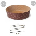 Kit Panettone Basso 1,5Kg: 2 Stampi in Carta Professionale + Spillone Raffreddamento DECORA Inox 4 punte 22 cm