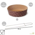 Kit Panettone Basso 2Kg: 2 Stampi in Carta Professionale + Spillone Raffreddamento DECORA Inox 62 cm