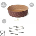 Kit Panettone Basso 2Kg: 2 Stampi in Carta Professionale + Spillone Raffreddamento DECORA Inox 4 punte 22 cm