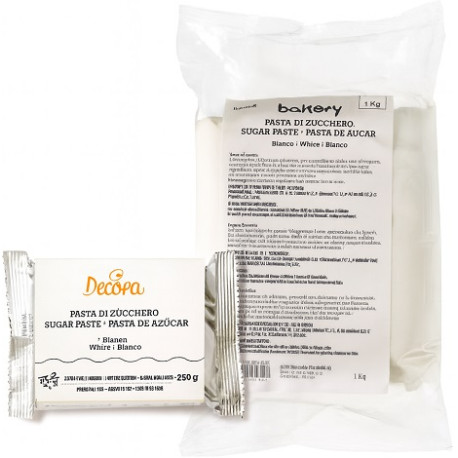 Pasta di zucchero Bianca Decora (250 g / 1 Kg) - Pronta all’Uso per Cake Design, Coperture e Modellaggio