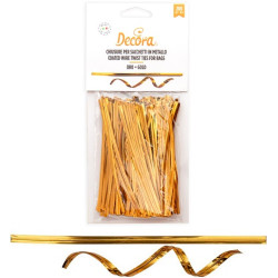 Chiusure per Sacchetti in Metallo Oro Decora - 200 Laccetti Riutilizzabili e Resistenti da 12 cm