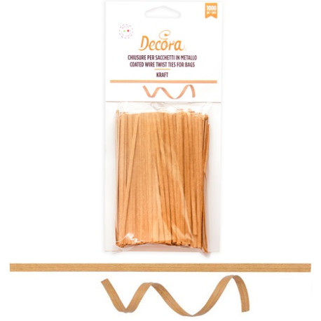 Chiusure per Sacchetti in Metallo Kraft Decora - 1000 Laccetti da 12 cm, Resistenti e Riutilizzabili