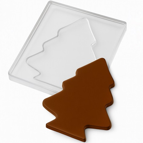 Stampo Tavoletta Cioccolato Albero di Natale – Policarbonato Professionale, Abete Piatto 265 g (205×135×13 mm)