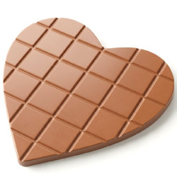 Stampo Tavoletta Cioccolato Cuore – Policarbonato Professionale, 2 Cuori Piatti da 50 g (111,5×111,5×5 mm)