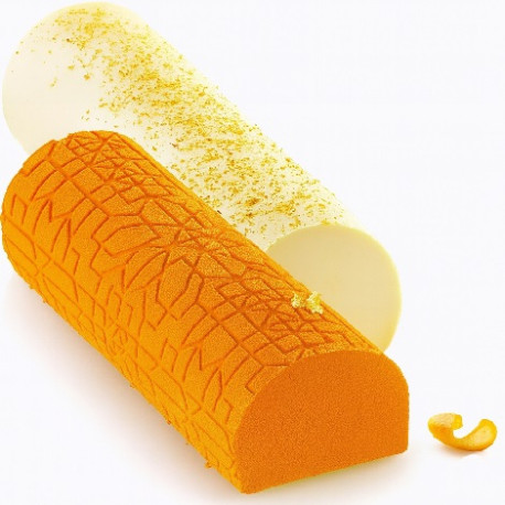 Maya Buche Silikomart – Kit Stampo con Supporto per Tronchetto Semifreddo Liscio o Decorato (8×25×H6,7 cm)