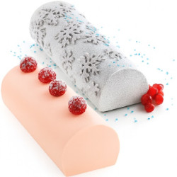 Frozen Buche Silikomart kit stampo per semifreddi tronchetto fiocchi di neve 8x25xh6,7 cm