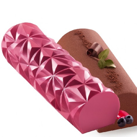 Diamond Buche Silikomart – Kit Stampo con Supporto per Tronchetto Semifreddo Liscio o Decorato (8×25×H6,7 cm)