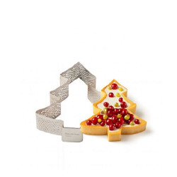 Sagoma Microforata Alberello di Natale Decora – Fascia in Acciaio Inox per Crostatine Natalizie, 10×10×H2 cm