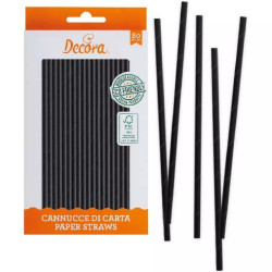 Cannucce Black Decora (21 cm) – Carta Nera Biodegradabile (80 Pz)