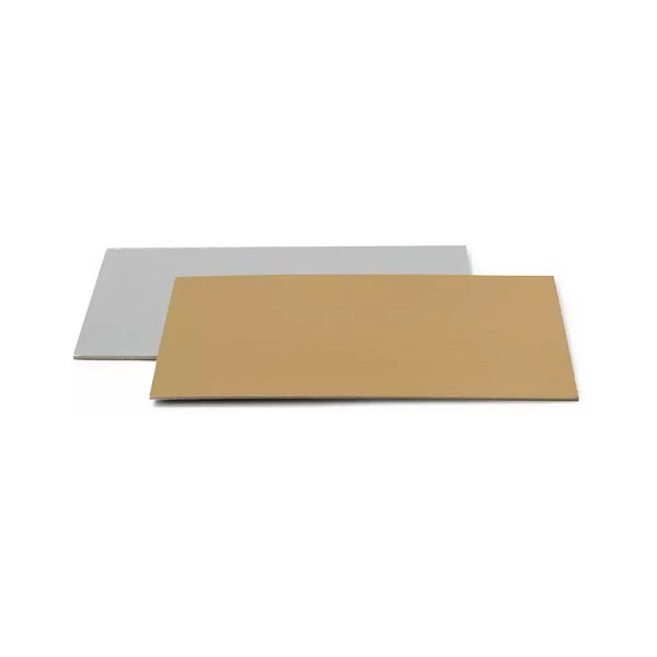 Sottotorta Rettangolare Sottile Oro/Argento Decora – Spessore 0,15 cm, Doppia Faccia, Formati 25 / 40 cm