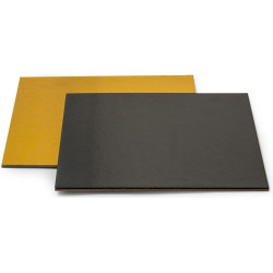 Sottotorta Quadrato Sottile Oro/Nero Decora – Spessore 0,3 cm, Doppia Faccia, Formati 24×24 / 40×40 cm
