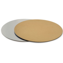Dischi Sottotorta Sottili Accoppiati Oro/Argento Decora – Spessore 0,1 cm, Doppia Faccia, Formati Ø13–34 cm (100 pz)