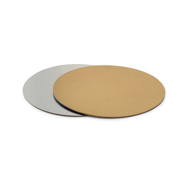 Dischi Sottotorta Sottili Accoppiati Oro/Argento Decora – Spessore 0,1 cm, Doppia Faccia, Formati Ø13–34 cm (100 pz)