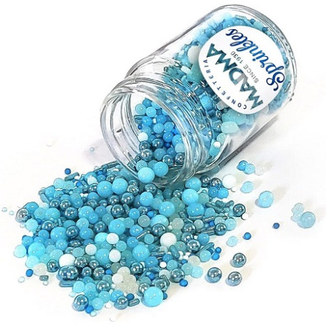 Sprinkles Mix Blue Shades Madma 90 g – Decorazioni di Zucchero Blu, Celeste e Azzurro per Dolci e Biscotti