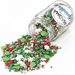Sprinkles Mix Merry Christmas Madma 90 g – Decorazioni Natalizie di Zucchero con Alberelli e Stelle per Dolci e Biscotti