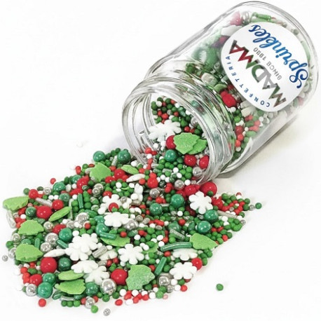 Sprinkles Mix "Merry Christmas" Madma 90 g – Decorazioni di Zucchero Natalizie, Alberelli e Stelle per Dolci e Biscotti