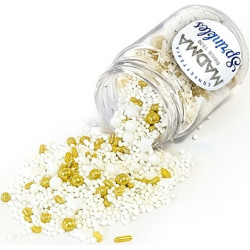 Sprinkles Mix White Christmas Madma 90 g – Decorazioni Natalizie Oro e Bianco per Dolci e Biscotti