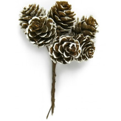 Pigne Finte Innevate su Rametti Ø4 cm – Mazzettino da 6 Addobbi e Decorazioni a Tema Autunno Inverno