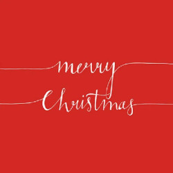 Tovaglioli Natalizi di Carta Rossa Tema Nota Merry Christmas – 33×33 cm, 3 Veli, 20 pz – Idea Regalo, Decorazione Tavola e Feste