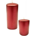 Candela a colonna decorativa di colore rosso metallizzato