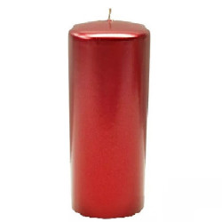 Candela a colonna decorativa di colore rosso metallizzato ø5ch10 cm
