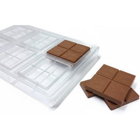 Stampo Policarbonato Tavoletta Cioccolato Quadrata 35g | Cabossa Satinata (6 Cavità)