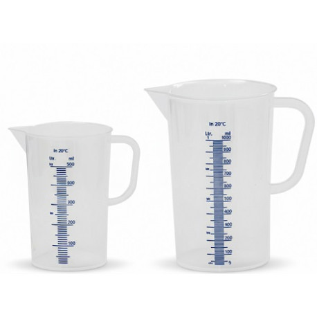 Brocca Graduata Decora in Plastica Trasparente – Misurino Professionale per Pasticceria e Cucina (0,5/1 Litro)