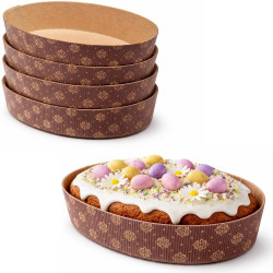 Stampi Uova in Carta Forno 750g – Set 5 Pirottini Ovali 230×155×50mm