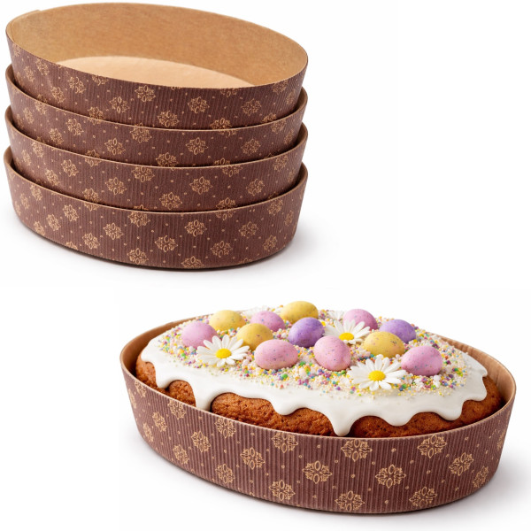 Stampi Uova in Carta Forno 750g – Set 5 Pirottini Ovali 230×155×50mm