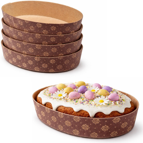 Stampi Uova in Carta Forno 750g – Set 5 Pirottini Ovali 230×155×50mm