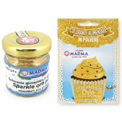 Madma Colorante Alimentare in Polvere Idrosolubile Oro Scintillante Sparkle Gold – Formati 3g e 8g per Impasti e Creme