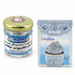 Madma Colorante Alimentare in Polvere Idrosolubile Argento Scintillante Sparkle Silver – Formati 3g e 8g per Impasti e Creme