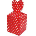 Scatola in Cartoncino Rosso a Pois con Chiusura a Cuore (6 Pz) – Box per Bento Cake o Lunchbox Cakes (8,5×8,5×H16cm)