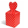 Scatola in Cartoncino Rosso a Pois con Chiusura a Cuore (6 Pz) – Box per Bento Cake o Lunchbox Cakes (8,5×8,5×H16cm)