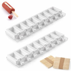 Stampo Gelato Mini Chic Silikomart GEL05M – 2 Stampi in Silicone + 2 vassoi 12×40cm + 100 Mini Stecco