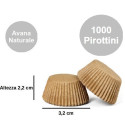 Pirottini Mini Muffin Avana Naturale (1000 pz) – Carta Forno Antiaderente per Cottura Professionale (Ø3,2×H2,2cm)