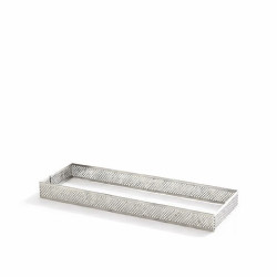 Sagoma Rettangolare Decora, in acciaio microforato, stampo ad anello per basi di pastafrolla di crostate lunghe 19 ed alte 2 cm