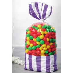 8 Sacchetti Trasparenti con Decoro Lilla – Fondo a Soffietto 8,7×8,2×27,8cm | Per Caramelle, Biscotti e Dolciumi