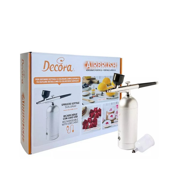 Aerografo Portatile per Colori Idrosolubili (5/20ml) Airbrush Decora – Compressore ad Aria Ricaricabile in Metallo