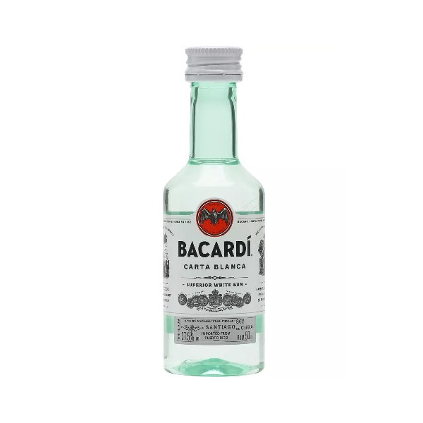 Rum Bacardi Carta Blanca Mignon 5cl 37,5% – Distillato Premium dei Caraibi
