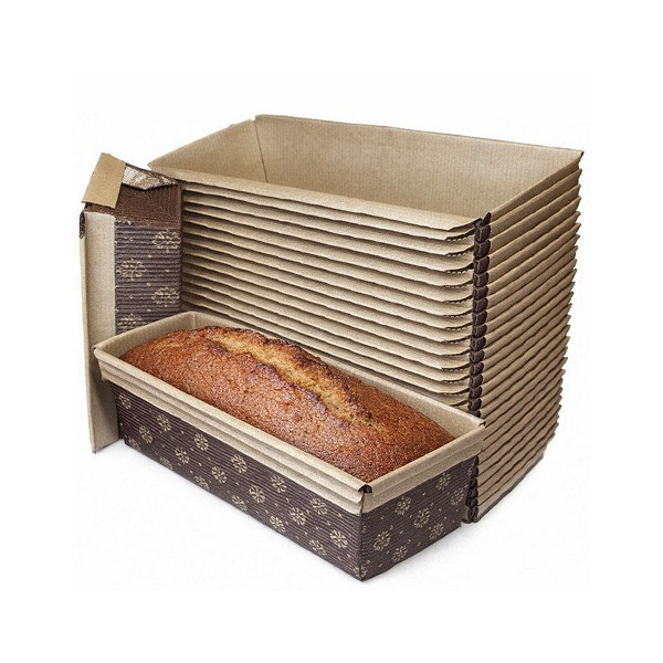 Set di 25 stampi plum-cake in carta forno di dimensioni 22,5×7×h6,5 cm per torte da 400 g