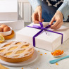 Scatola Bassa per Crostate e Torte Moderne (H6cm) – 24,5/26,5/28,5/30,5cm – Cartoncino Telato Bianco Decora