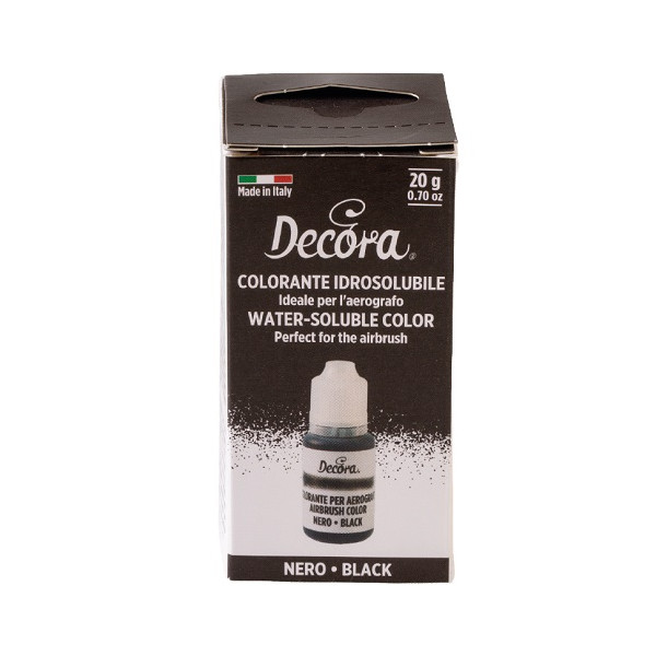 Colorante Idrosolubile Liquido Nero Decora (20g) – Ideale per l'Uso con Aerografo