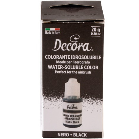 Colorante Idrosolubile Liquido Nero Decora (20g) – Ideale per l'Uso con Aerografo